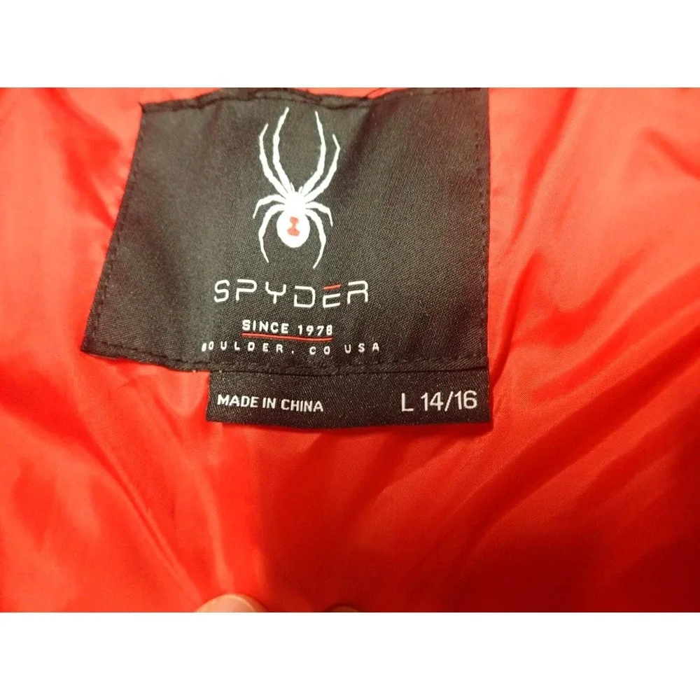 Spyder Puffer Jacket Kids Size L 14/16‎ Black Excellent Hooded Thumbhole Cuffs